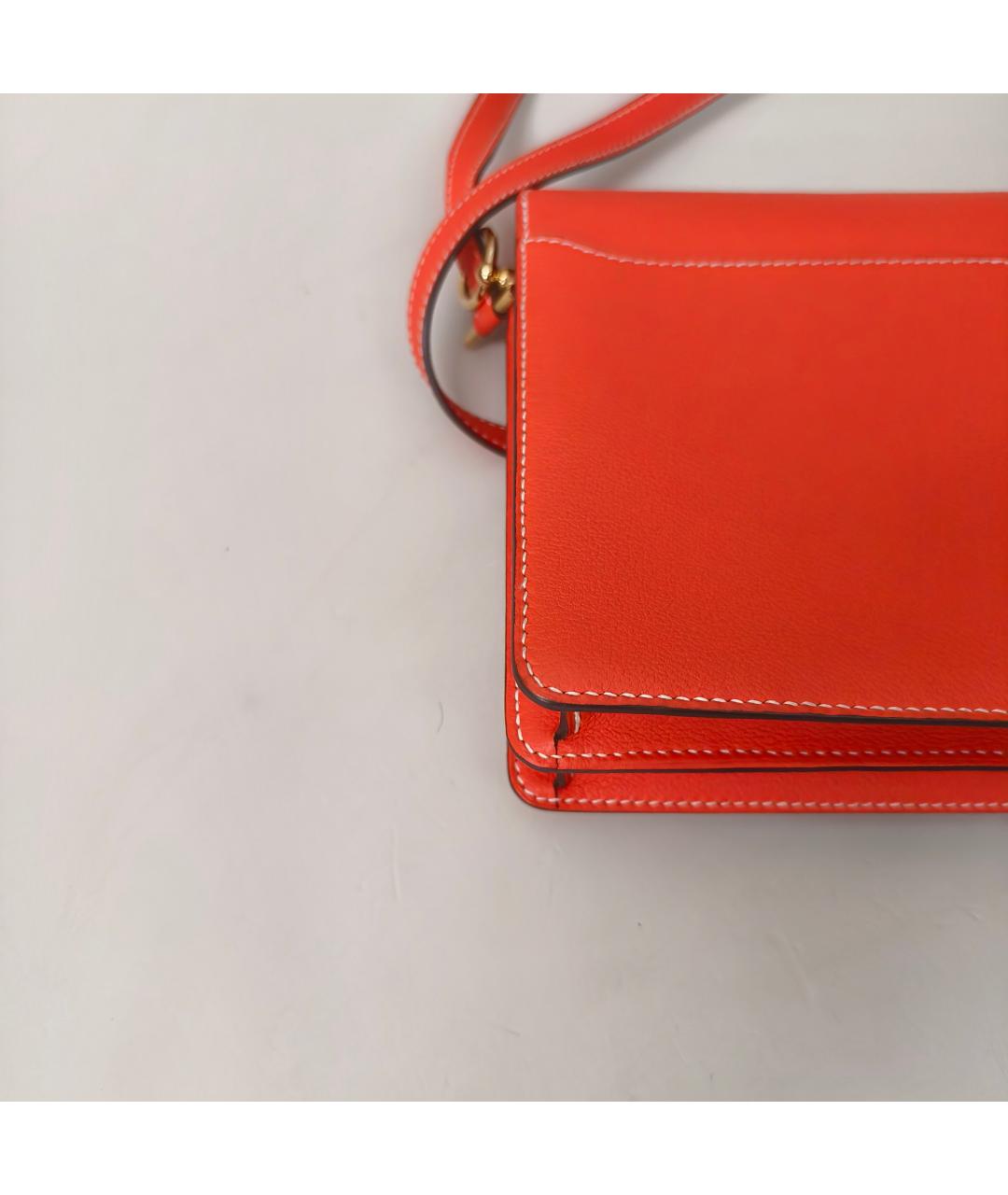 HERMES Оранжевая кожаная сумка через плечо, фото 5