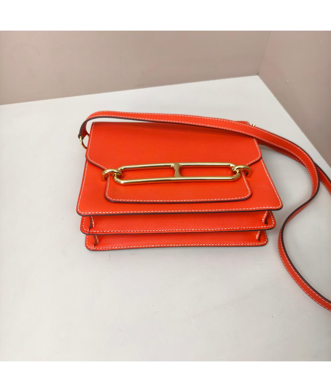 HERMES Оранжевая кожаная сумка через плечо, фото 7