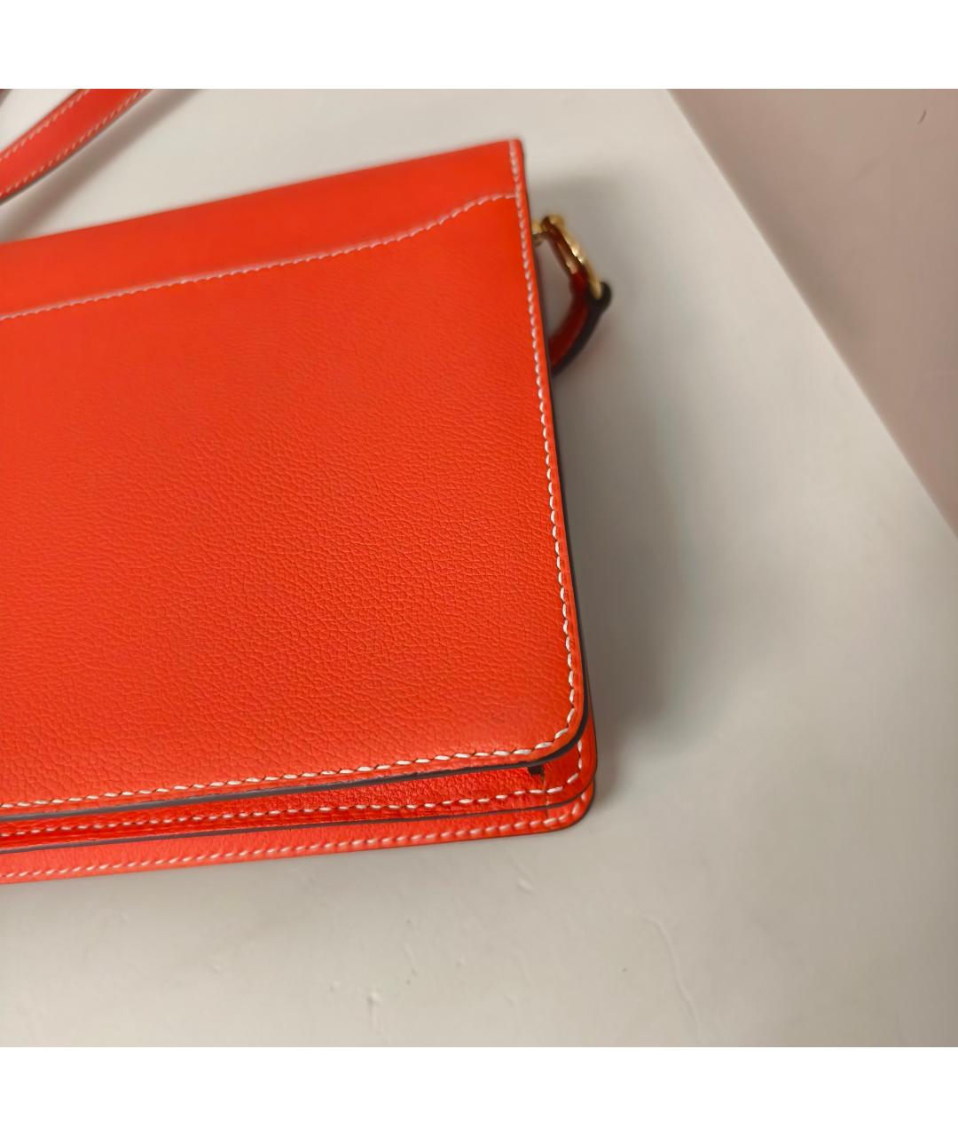 HERMES Оранжевая кожаная сумка через плечо, фото 8