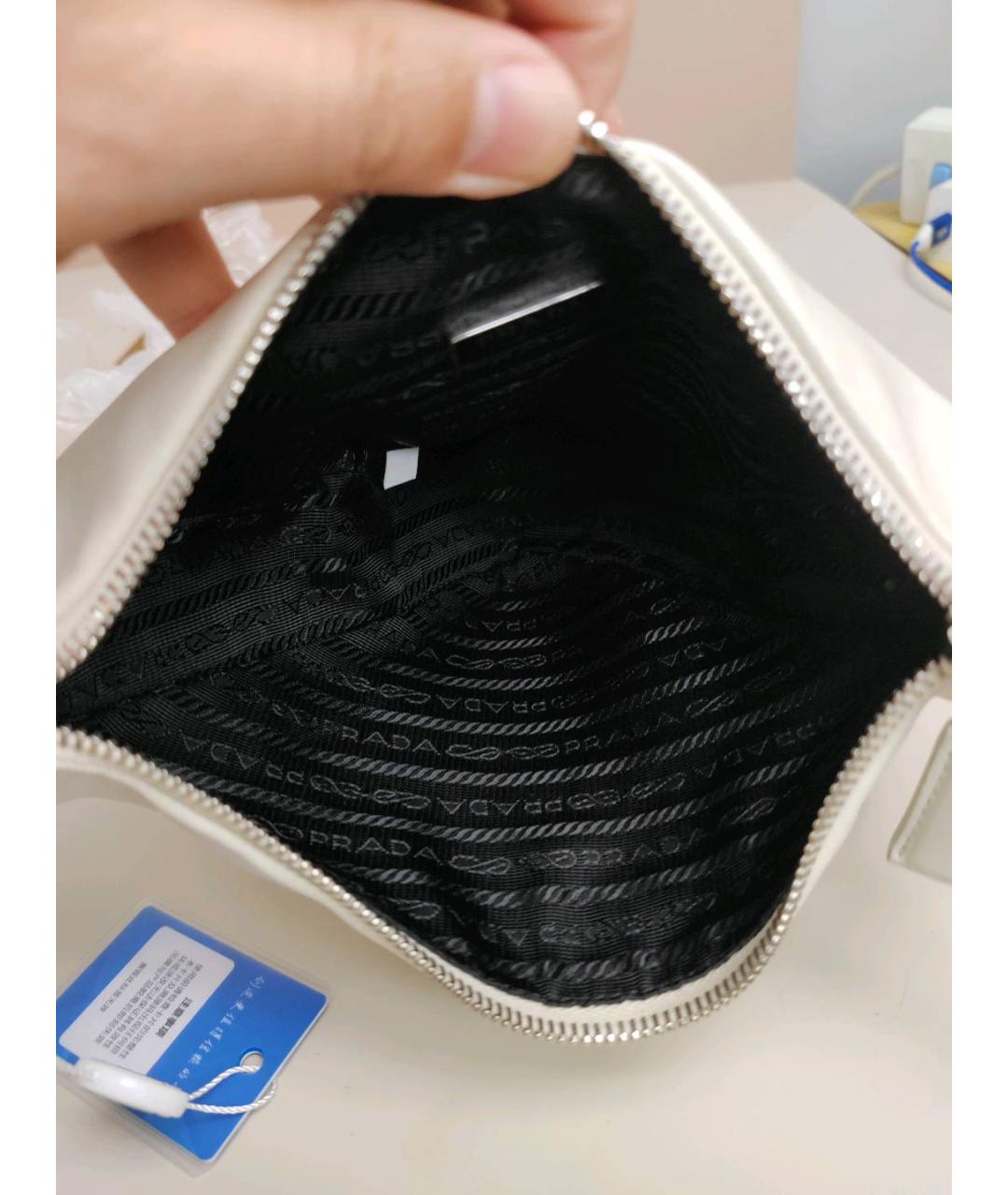 PRADA Белая кожаная сумка с короткими ручками, фото 2