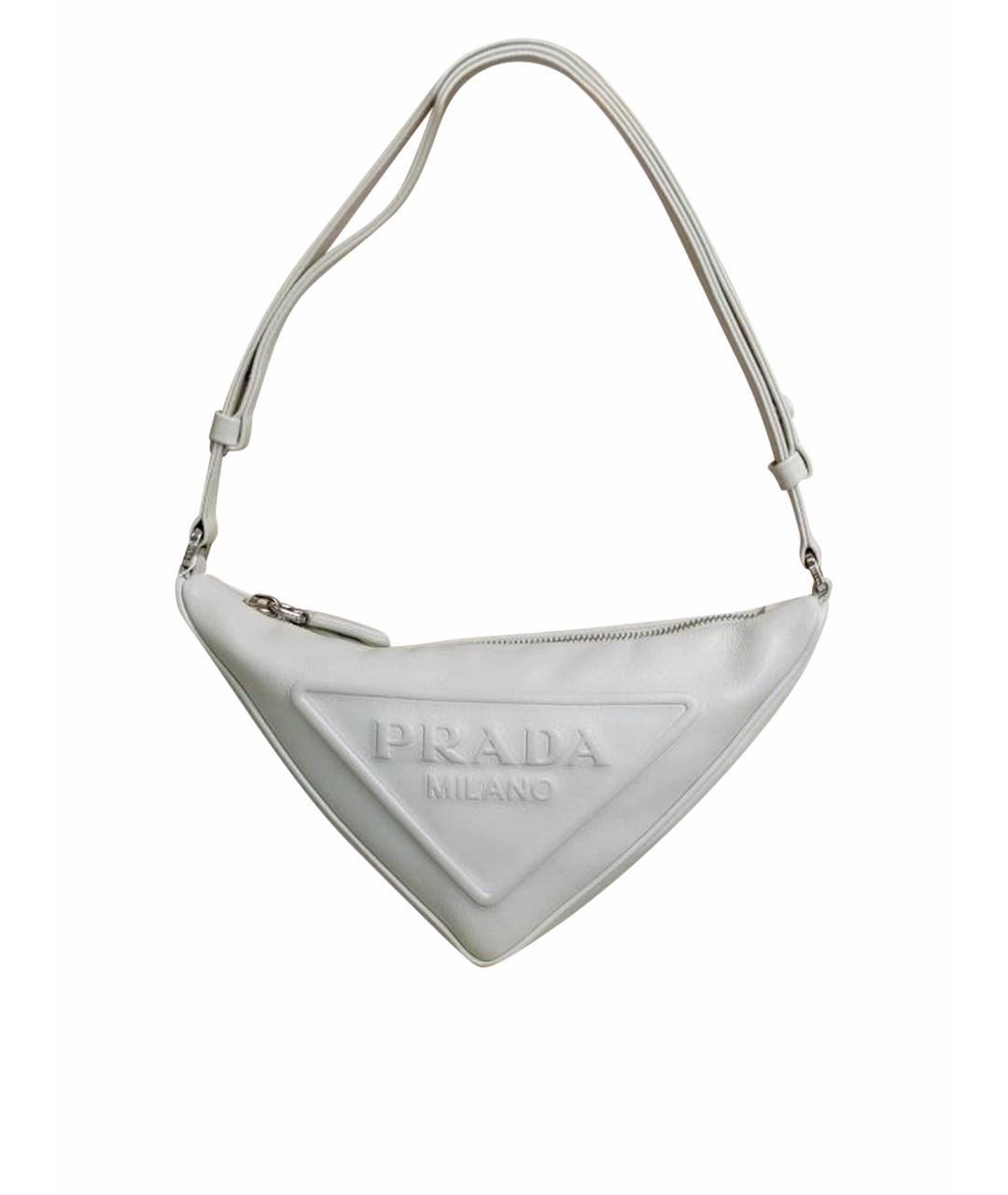 PRADA Белая кожаная сумка с короткими ручками, фото 1