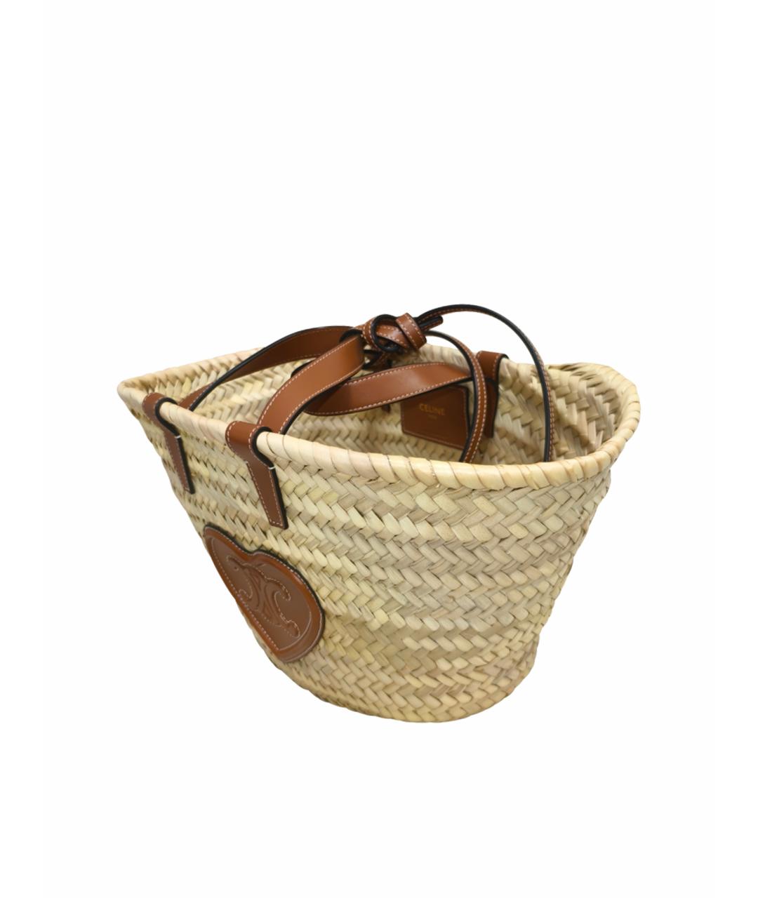 CELINE Бежевая пелетеная сумка тоут, фото 1