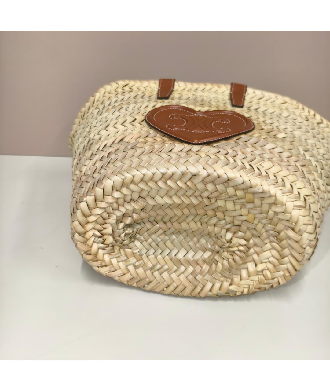 CELINE Бежевая пелетеная сумка тоут, фото 8