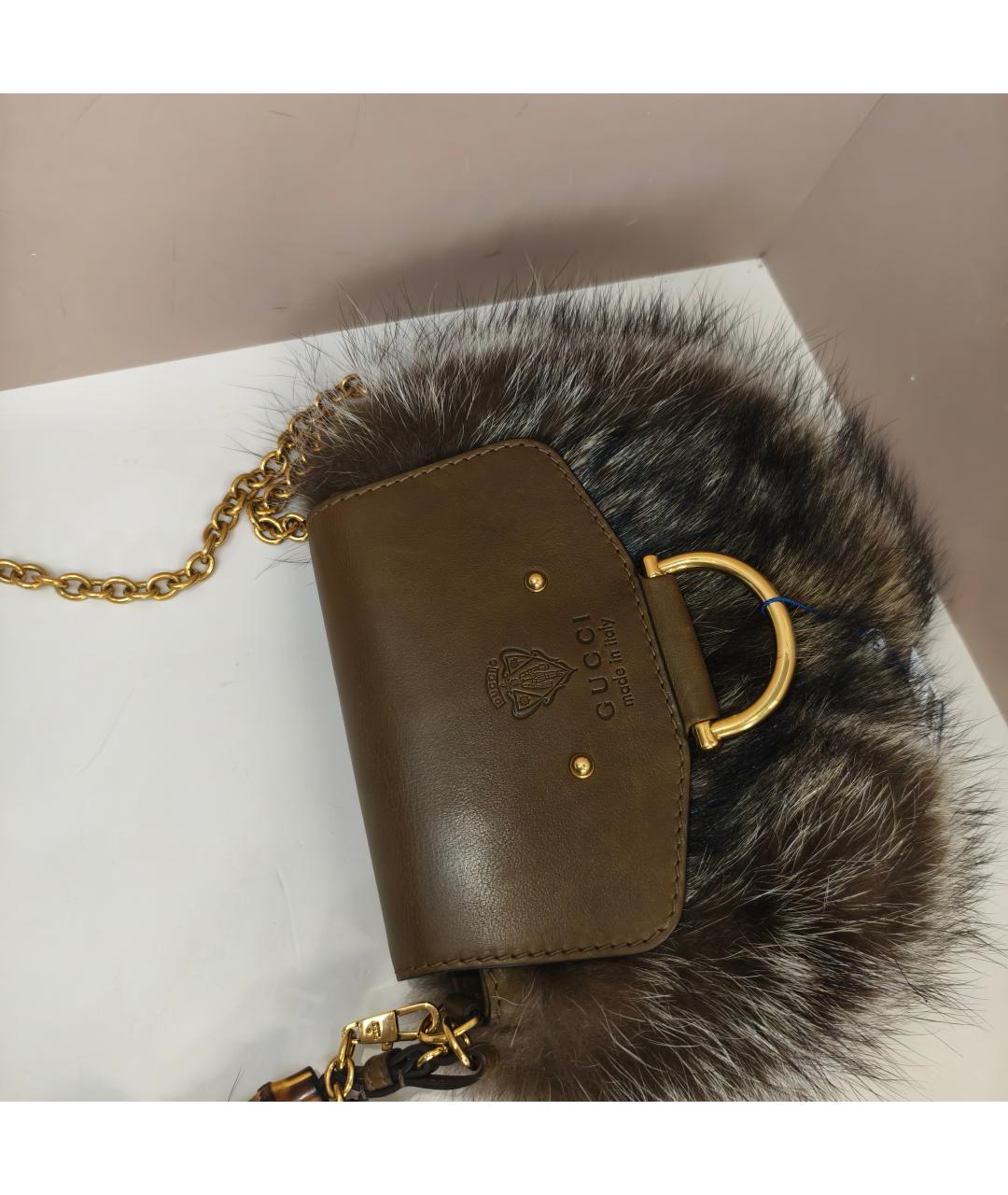 GUCCI Коричневая меховая сумка через плечо, фото 2