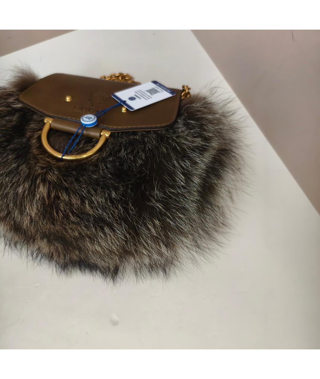 GUCCI Коричневая меховая сумка через плечо, фото 8