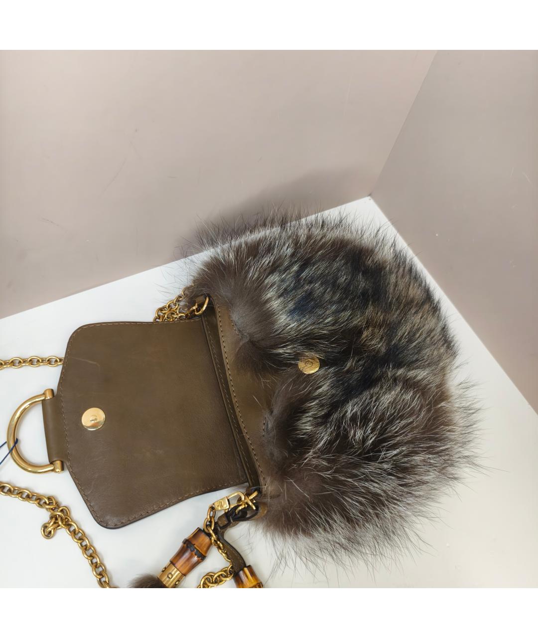 GUCCI Коричневая меховая сумка через плечо, фото 9