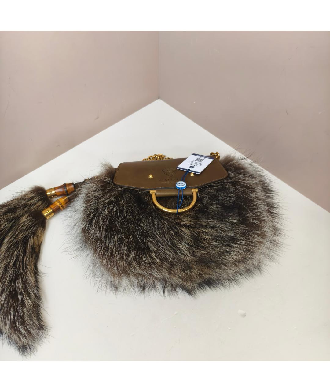 GUCCI Коричневая меховая сумка через плечо, фото 4