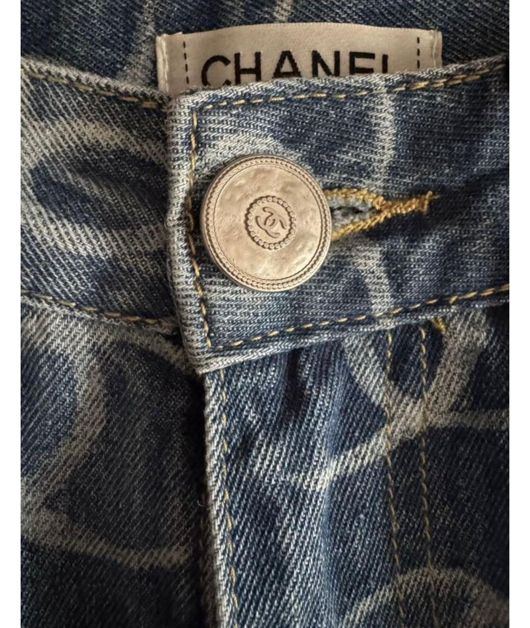 CHANEL Синие хлопковые прямые джинсы, фото 5