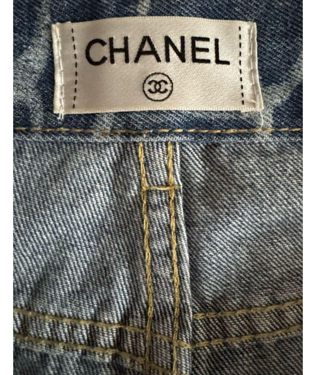 CHANEL Синие хлопковые прямые джинсы, фото 3