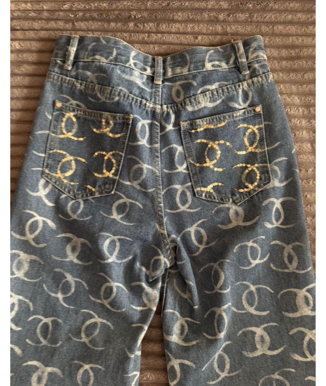 CHANEL Синие хлопковые прямые джинсы, фото 2