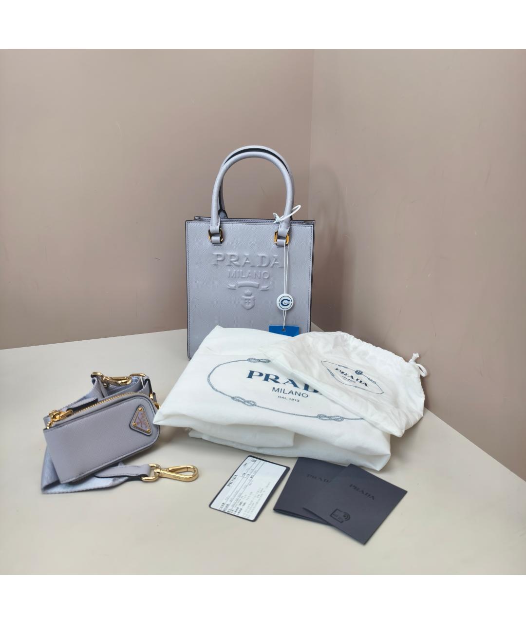 PRADA Фиолетовая кожаная сумка с короткими ручками, фото 10