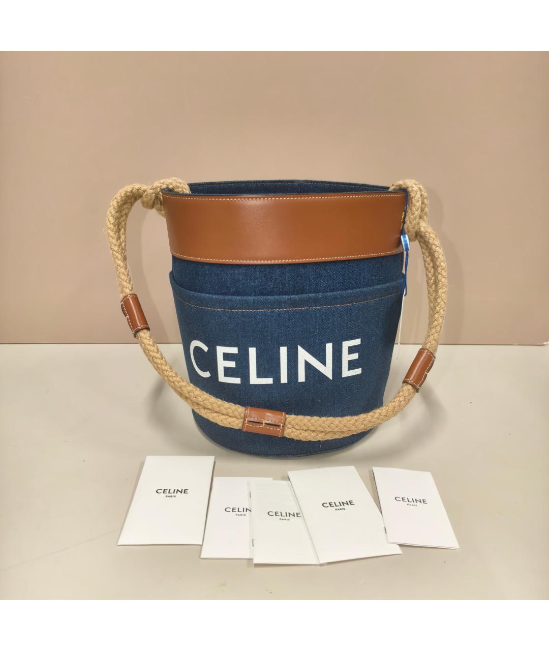 CELINE Синяя деним сумка с короткими ручками, фото 8