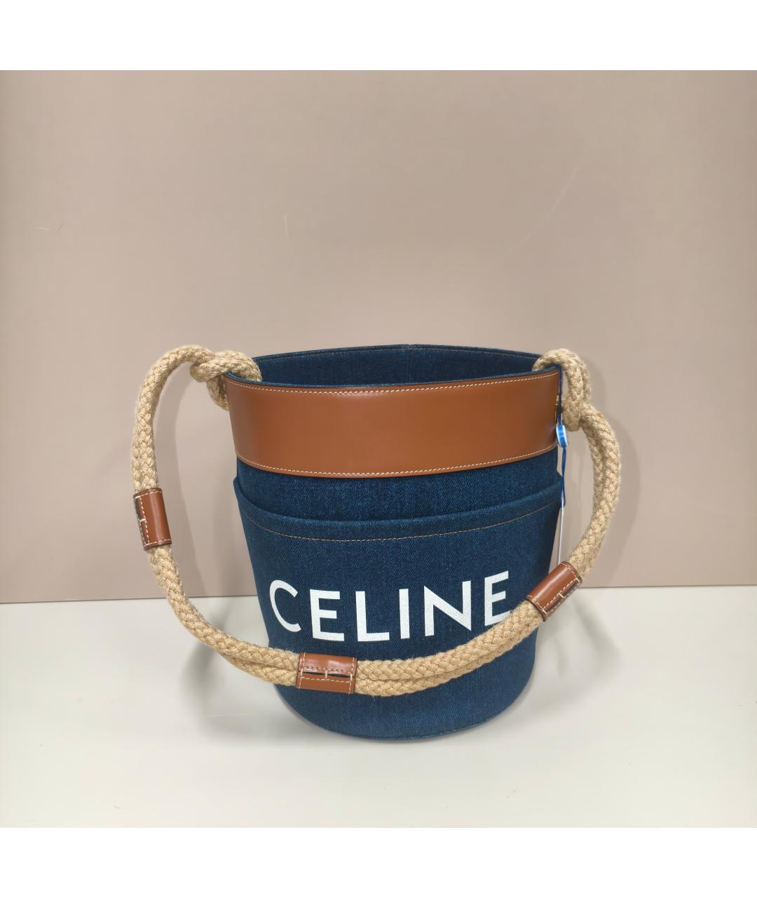 CELINE Синяя деним сумка с короткими ручками, фото 3