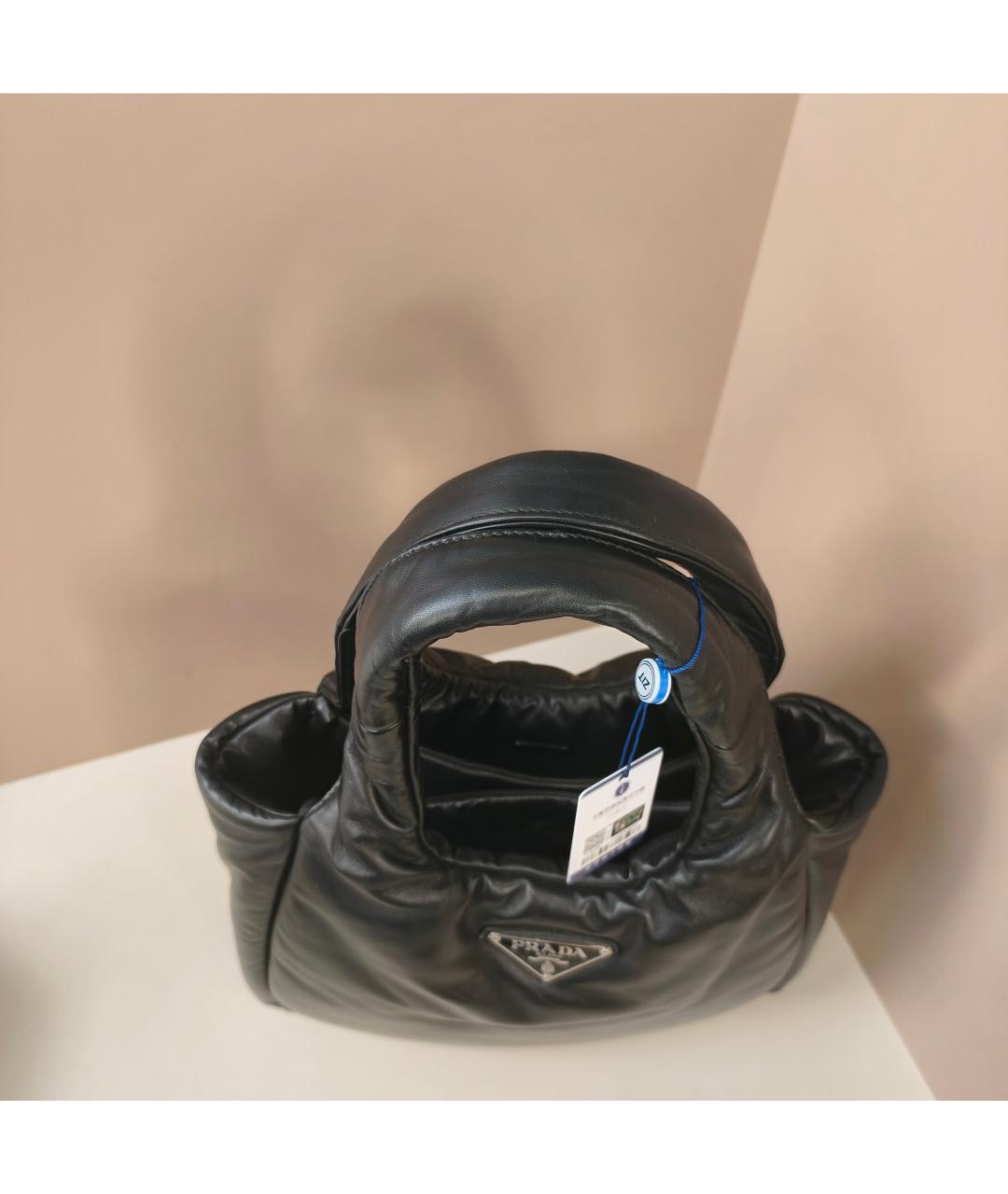 PRADA Черная кожаная сумка с короткими ручками, фото 5