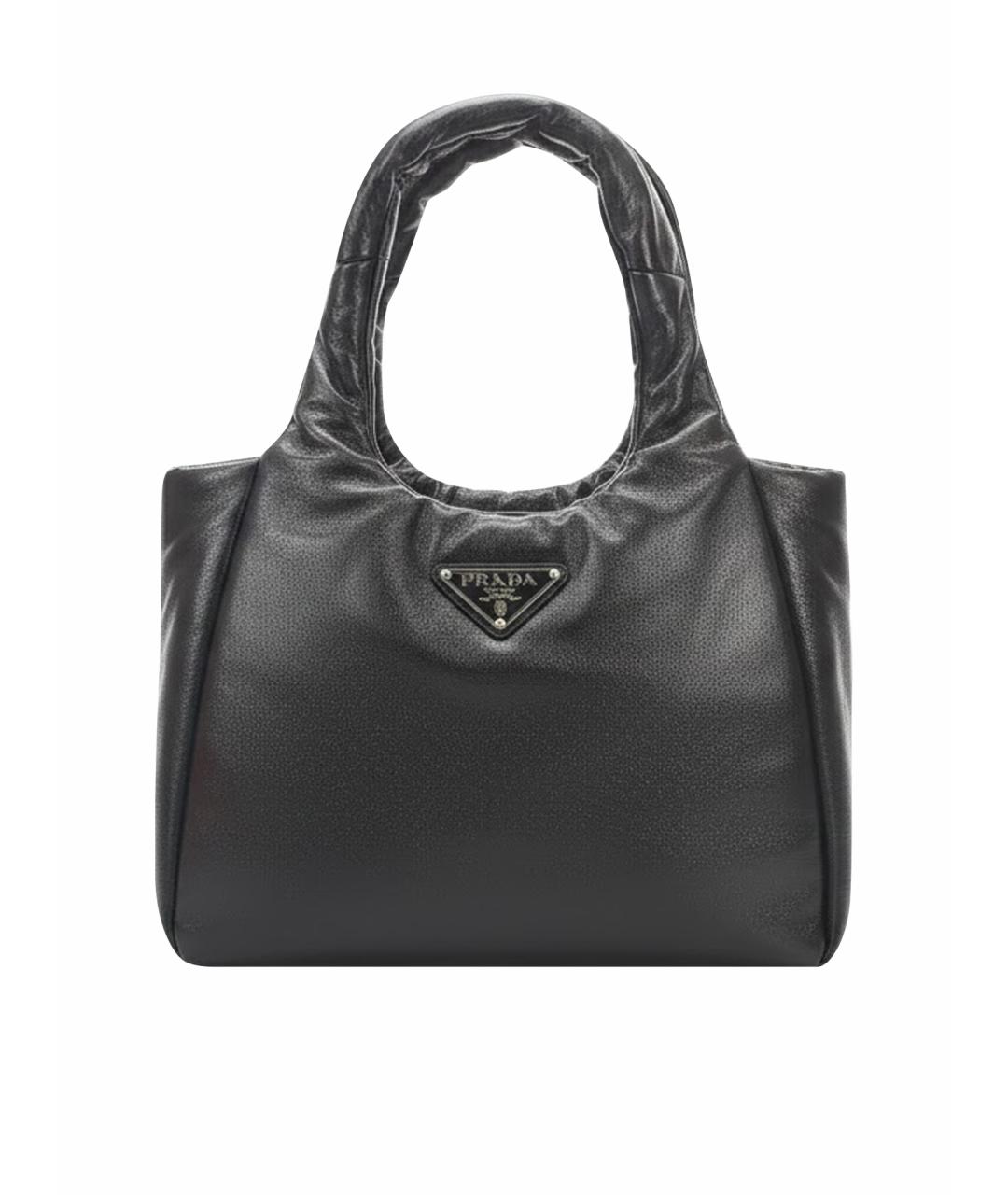 PRADA Черная кожаная сумка с короткими ручками, фото 1