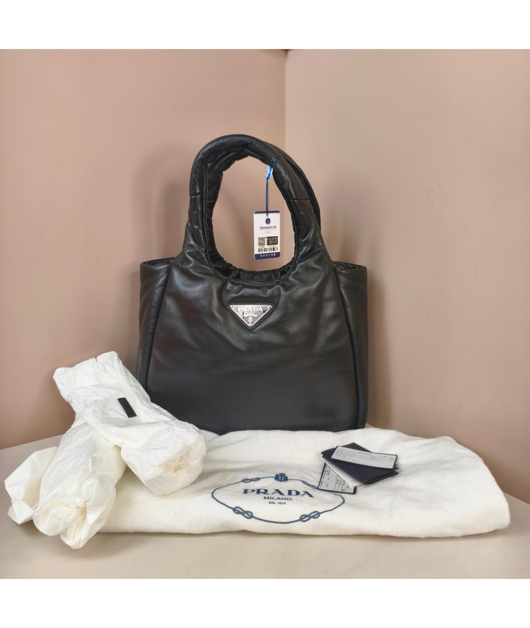 PRADA Черная кожаная сумка с короткими ручками, фото 7
