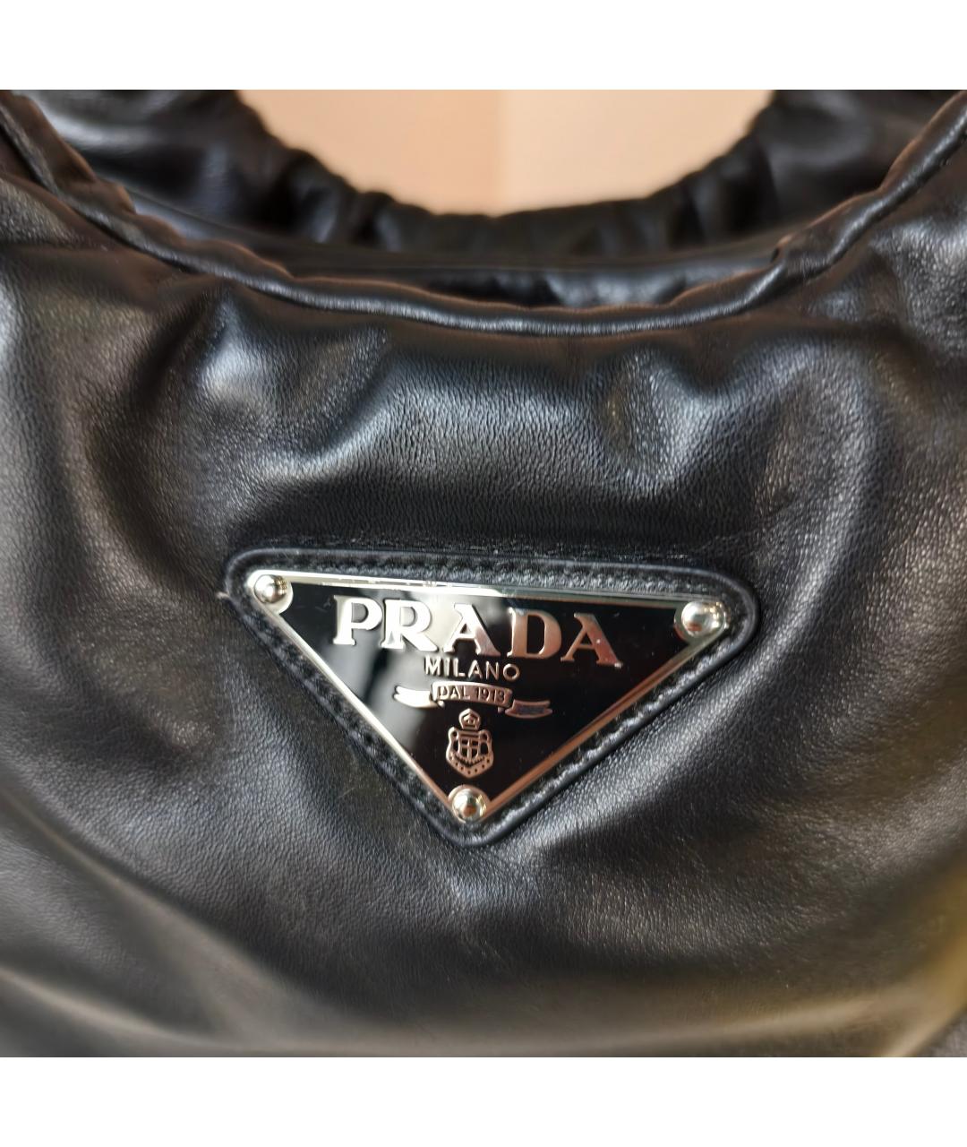 PRADA Черная кожаная сумка с короткими ручками, фото 2