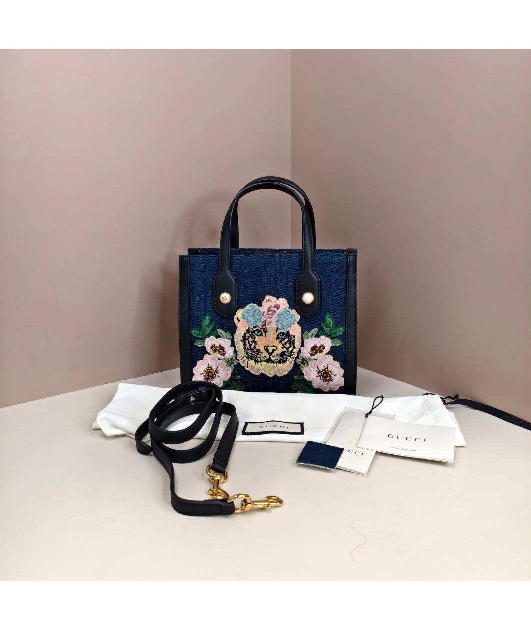 GUCCI Черная кожаная сумка тоут, фото 10