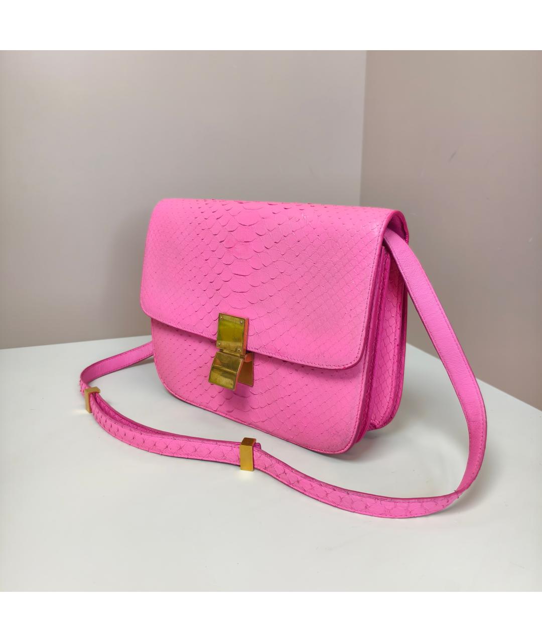 CELINE Розовая сумка через плечо из экзотической кожи, фото 8