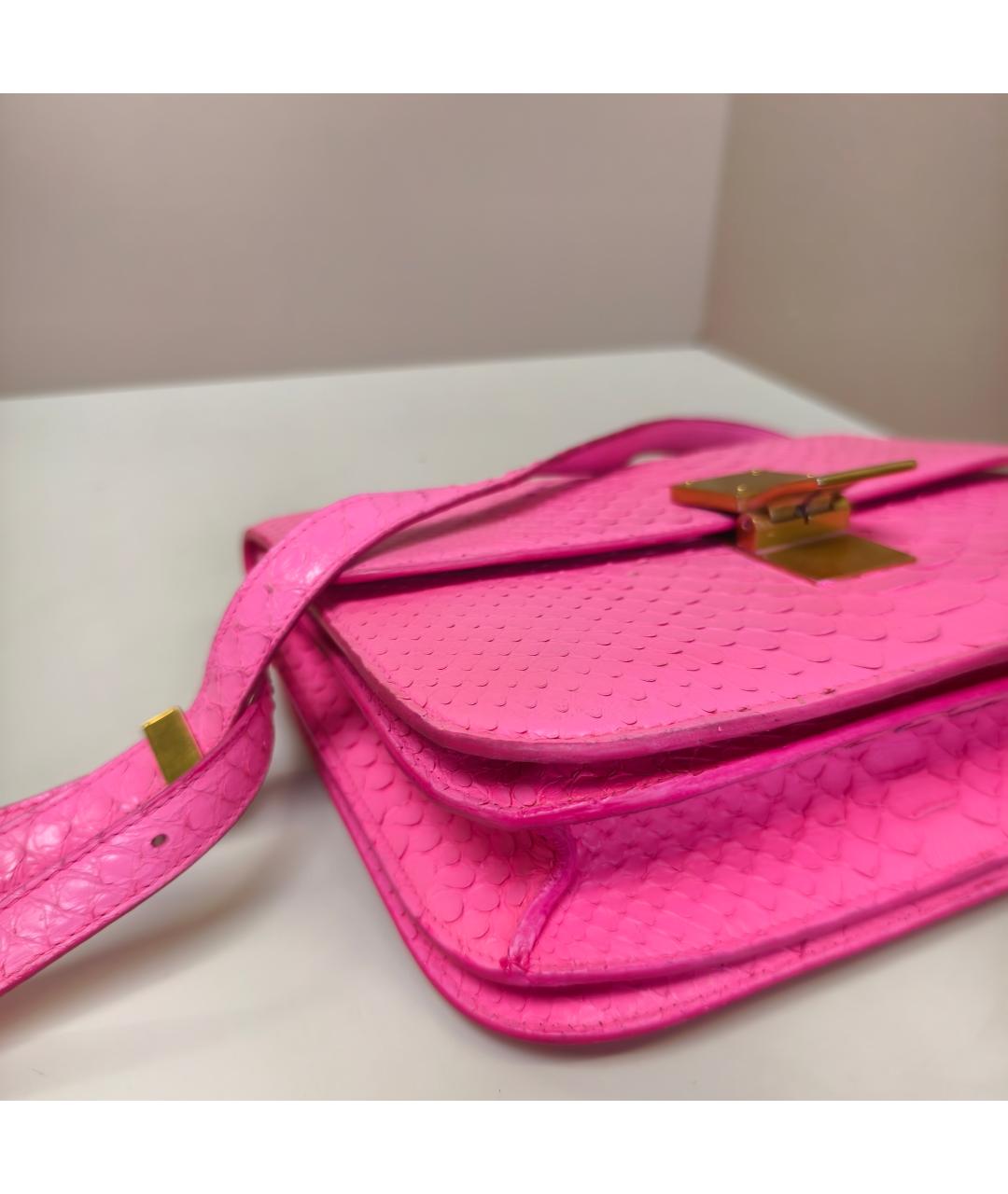 CELINE Розовая сумка через плечо из экзотической кожи, фото 6