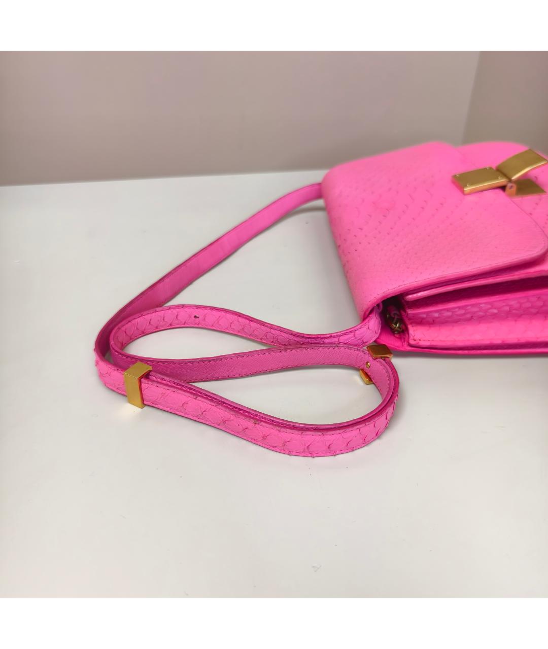 CELINE Розовая сумка через плечо из экзотической кожи, фото 7