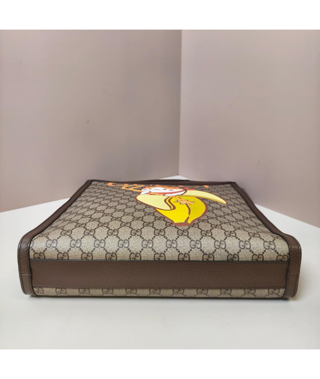 GUCCI Коричневая тканевая сумка с короткими ручками, фото 6