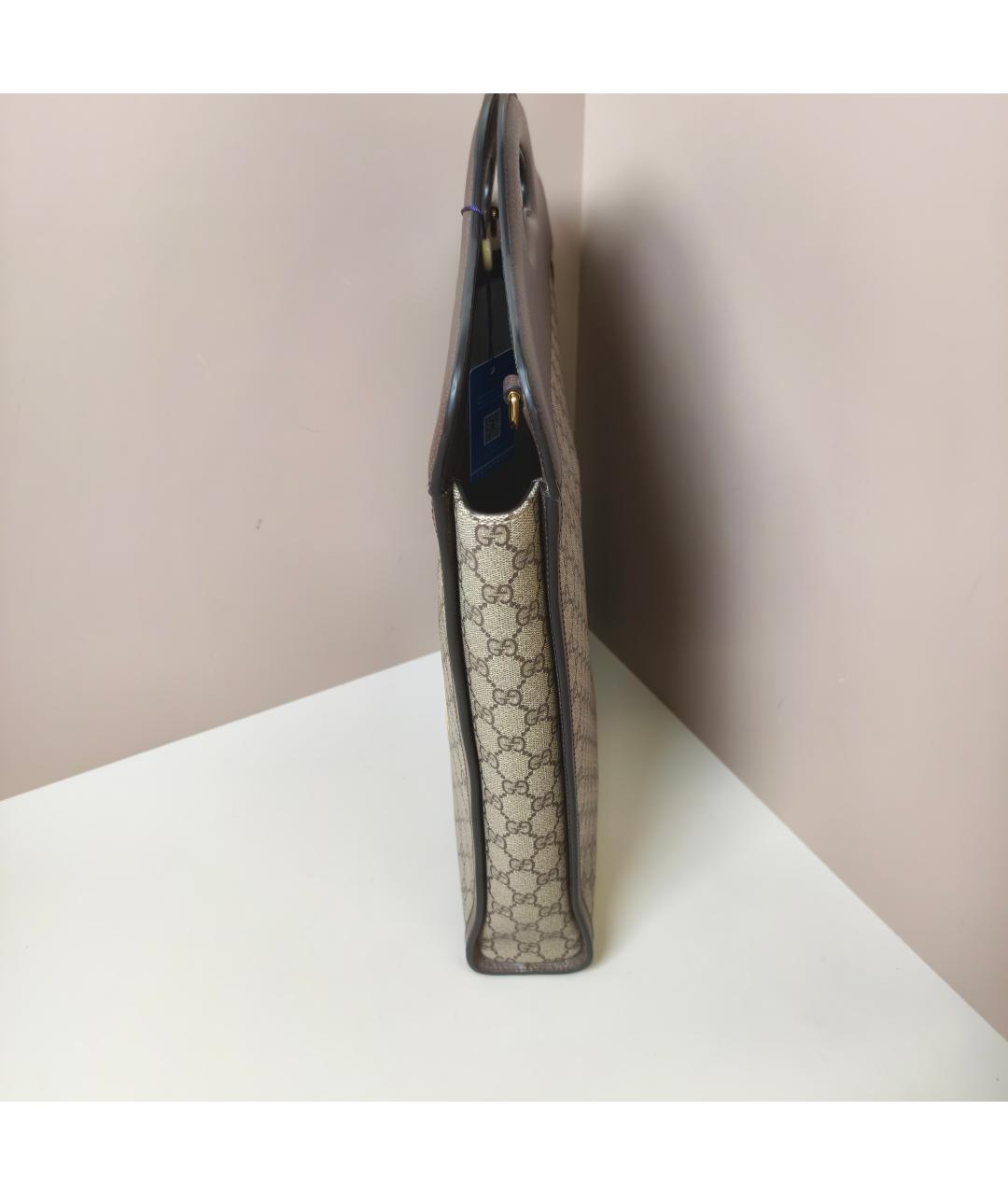 GUCCI Коричневая тканевая сумка с короткими ручками, фото 7