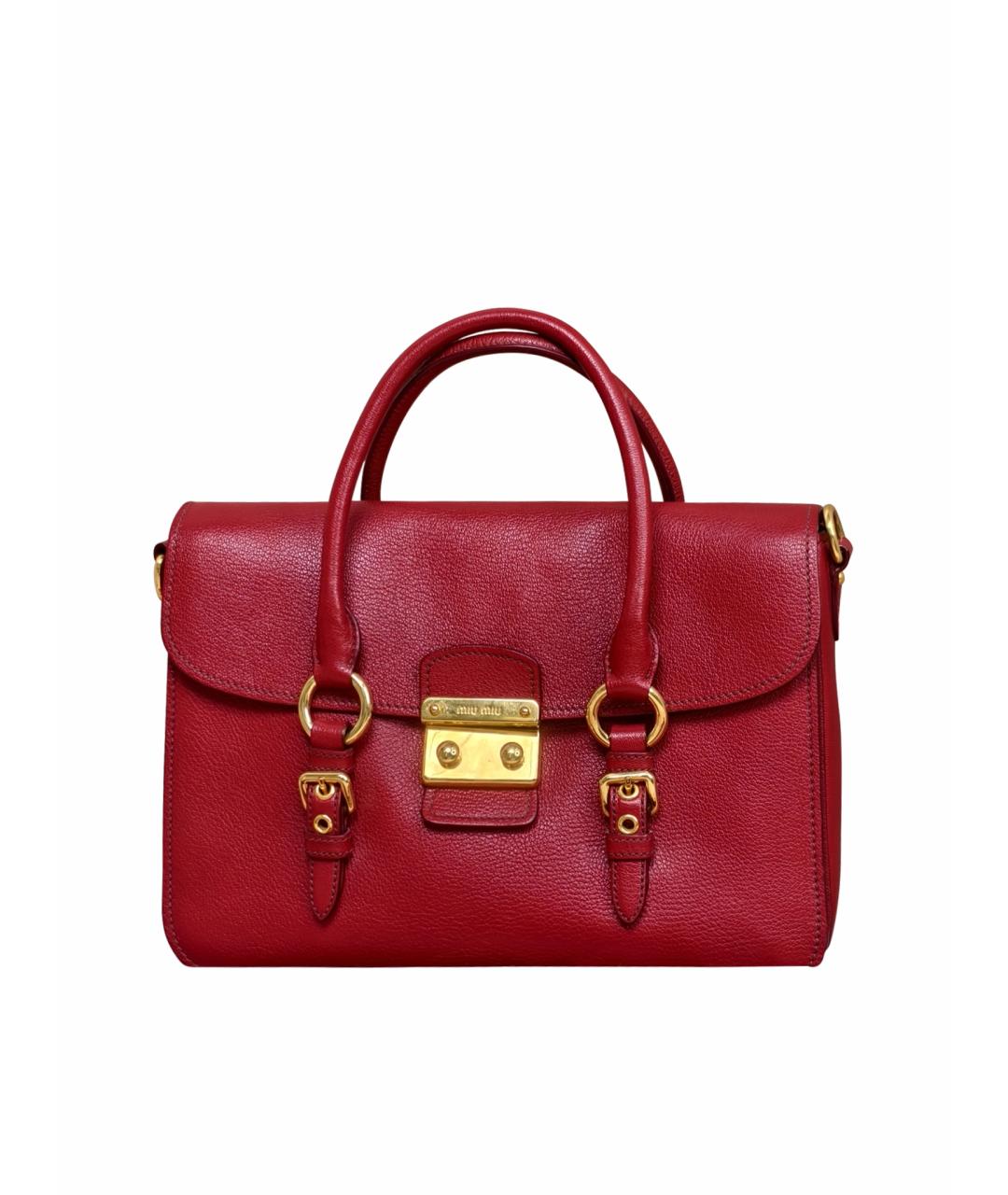 MIU MIU Красная кожаная сумка с короткими ручками, фото 1