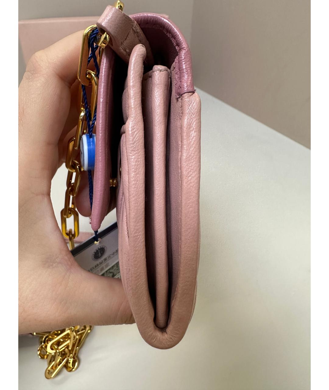 MIU MIU Розовая кожаная сумка через плечо, фото 4