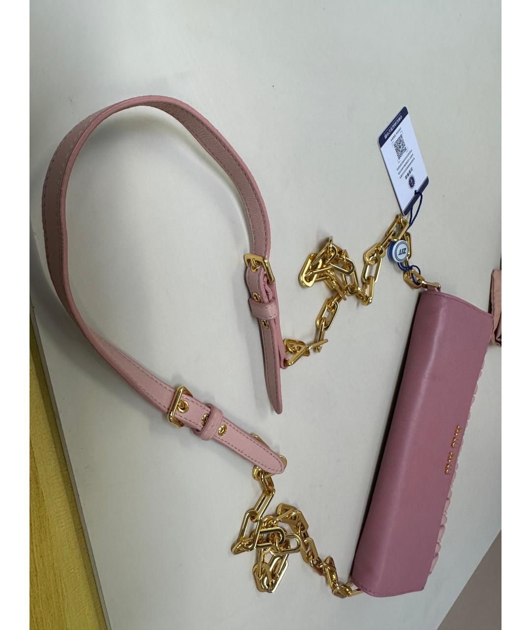 MIU MIU Розовая кожаная сумка через плечо, фото 8