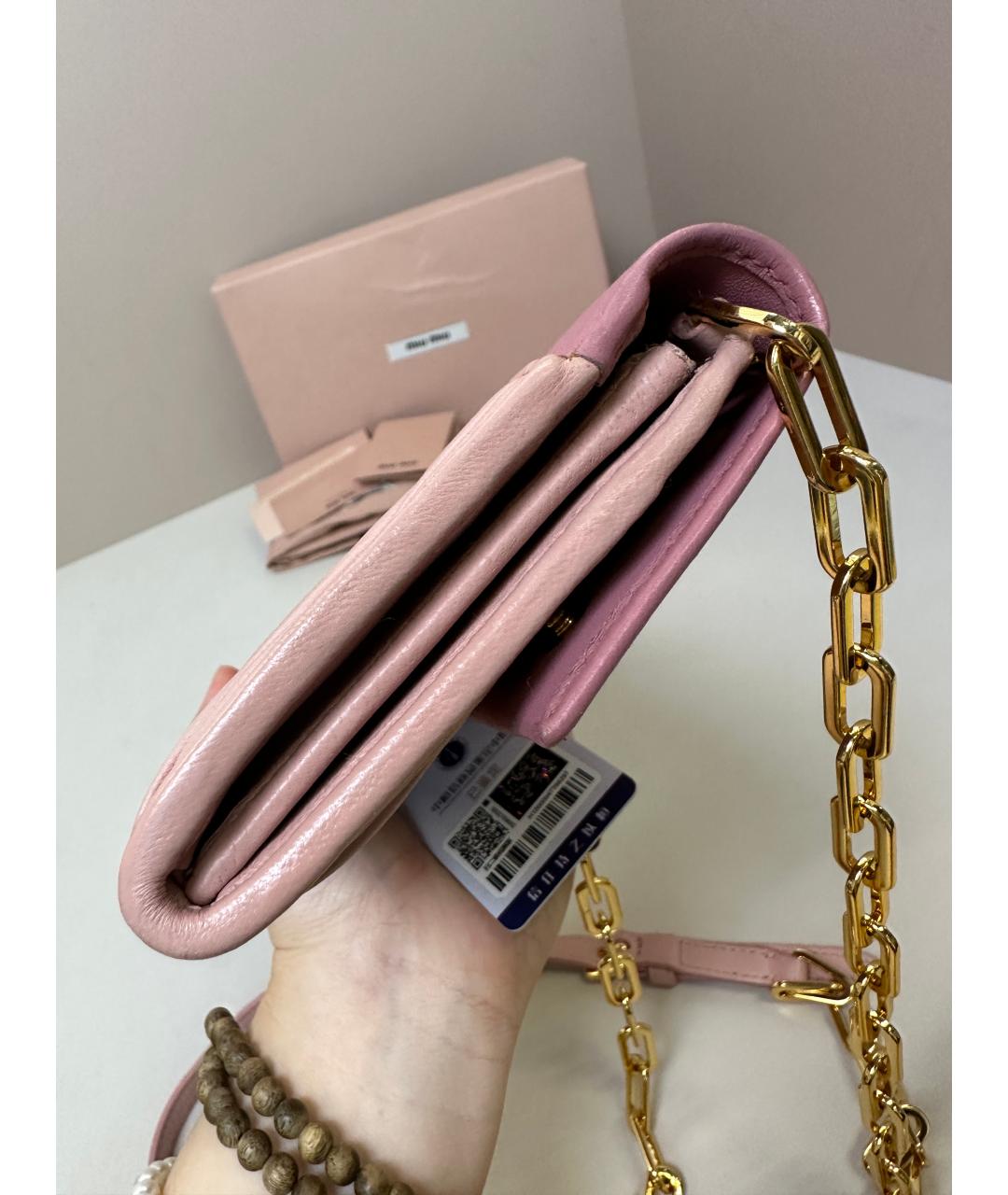 MIU MIU Розовая кожаная сумка через плечо, фото 5