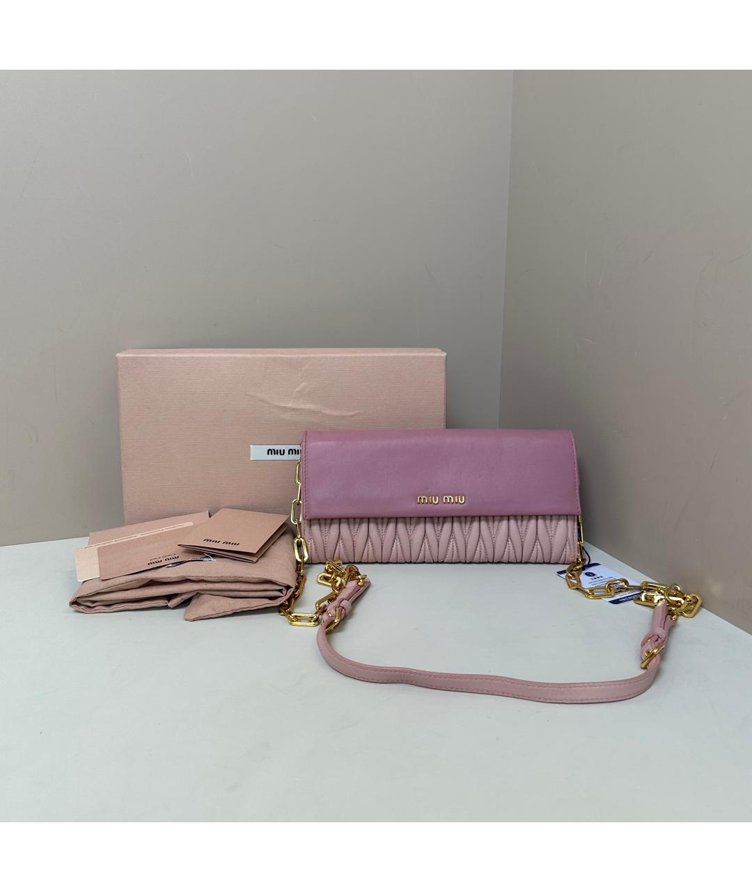 MIU MIU Розовая кожаная сумка через плечо, фото 9