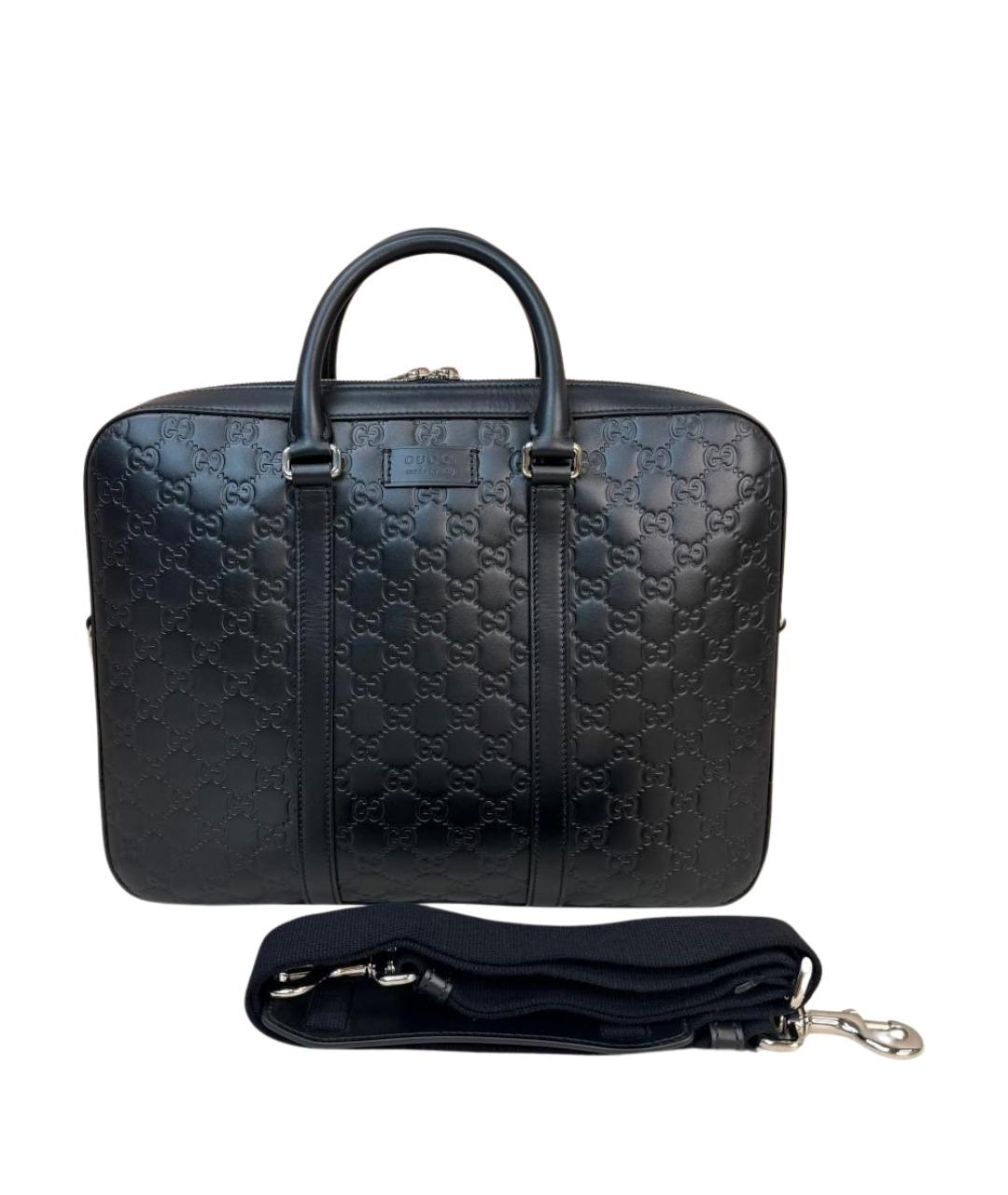 GUCCI Черный кожаный портфель, фото 1