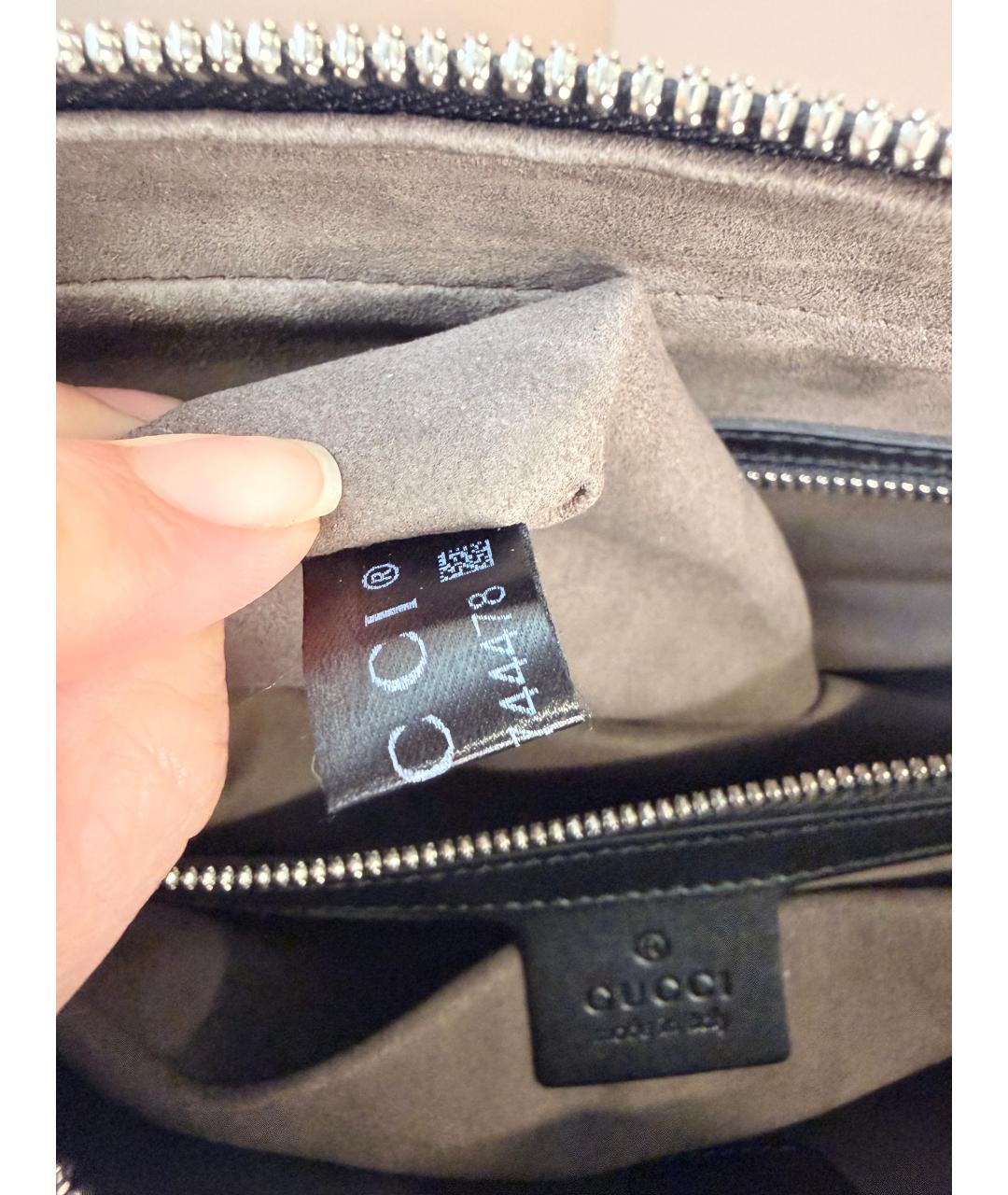 GUCCI Черный кожаный портфель, фото 5