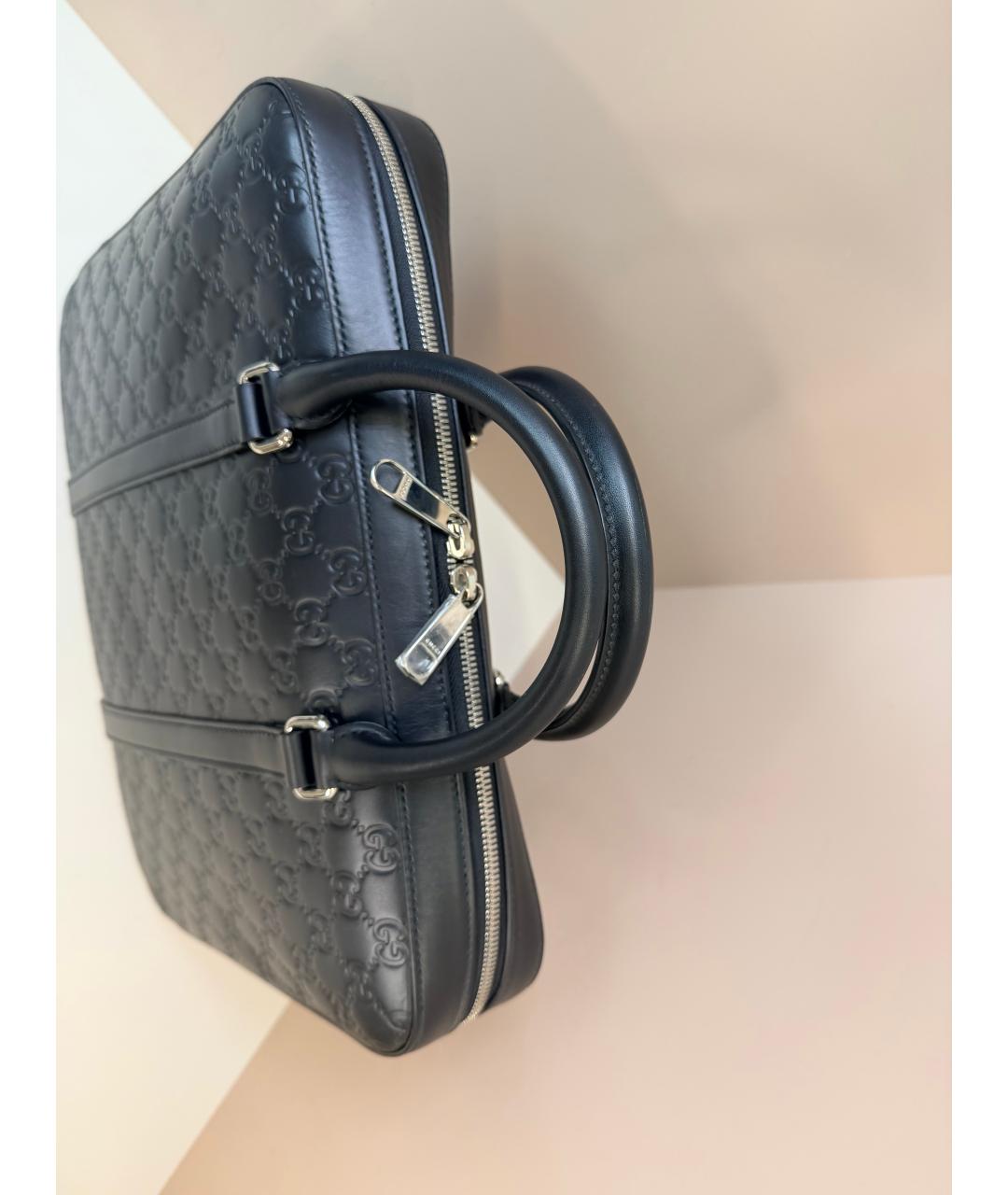GUCCI Черный кожаный портфель, фото 7
