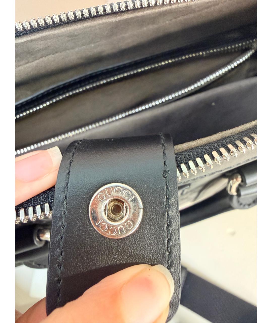 GUCCI Черный кожаный портфель, фото 4