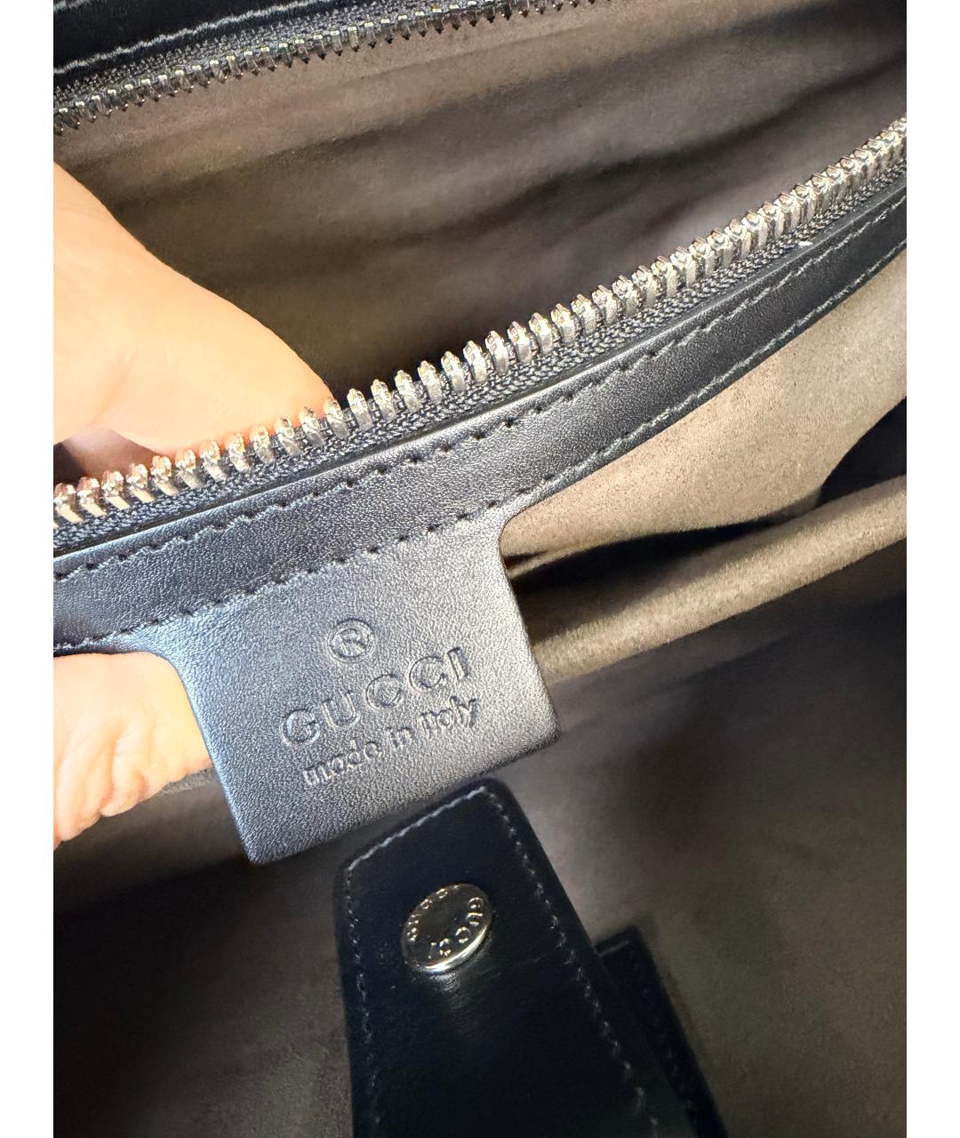 GUCCI Черный кожаный портфель, фото 9