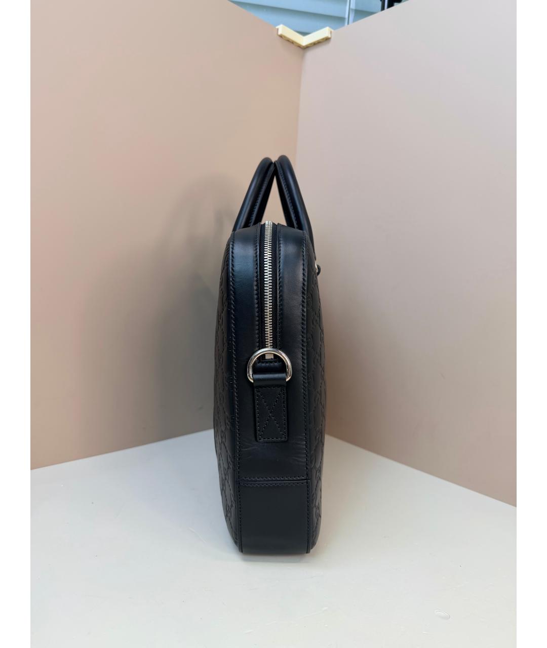 GUCCI Черный кожаный портфель, фото 8