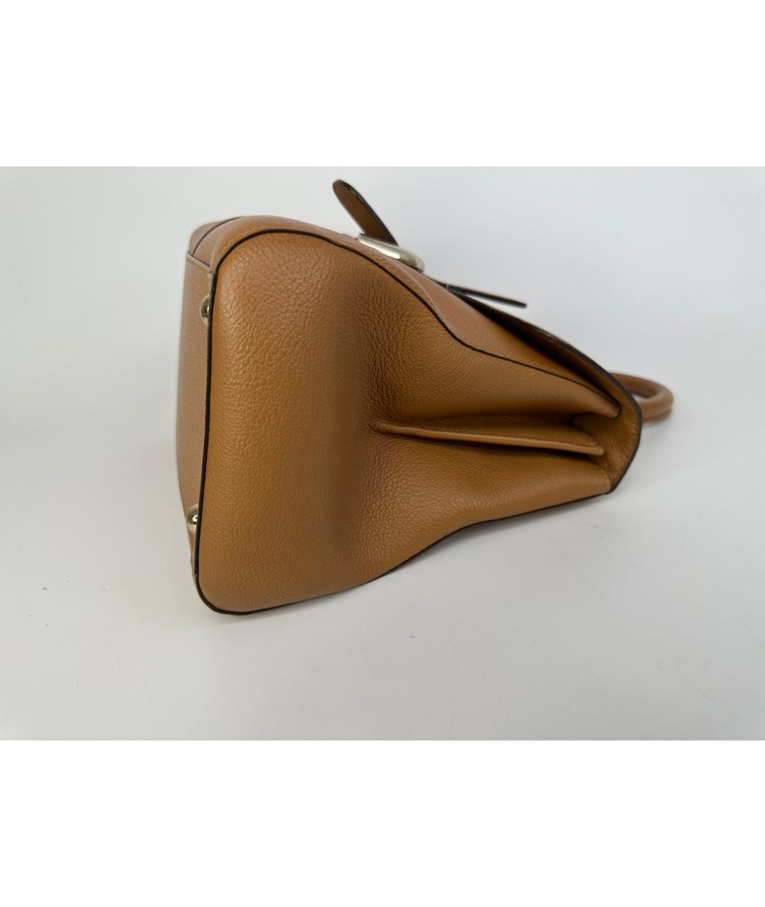 DELVAUX Коричневая кожаная сумка с короткими ручками, фото 4