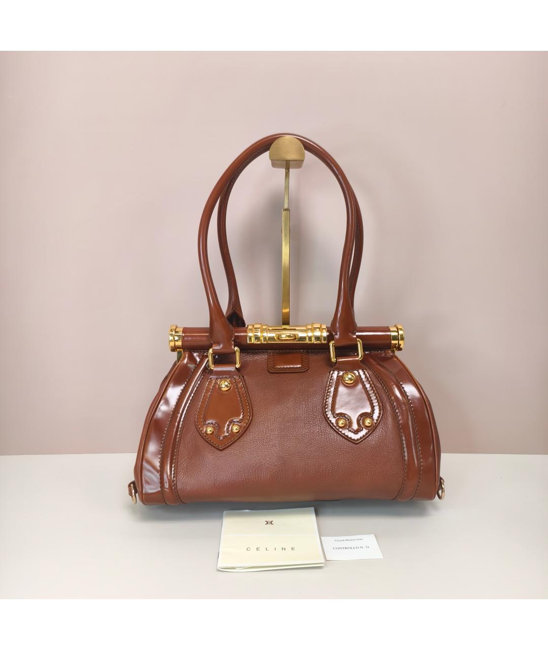 CELINE Коричневая кожаная сумка через плечо, фото 10
