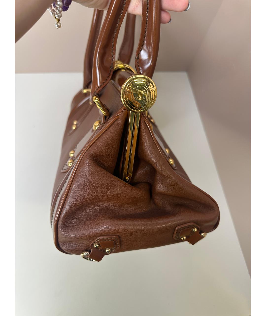 CELINE Коричневая кожаная сумка через плечо, фото 9