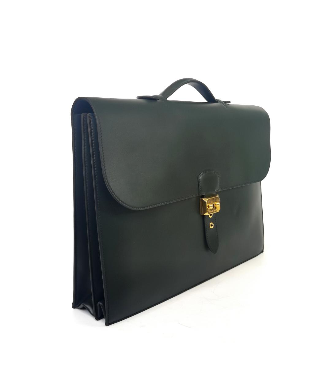 HERMES Черная кожаная сумка с короткими ручками, фото 4