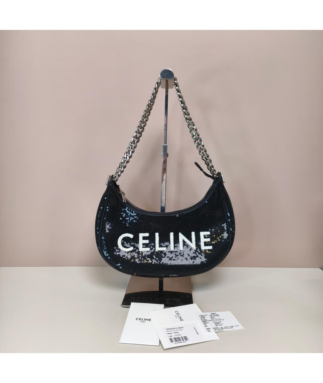 CELINE Черная тканевая сумка с короткими ручками, фото 4