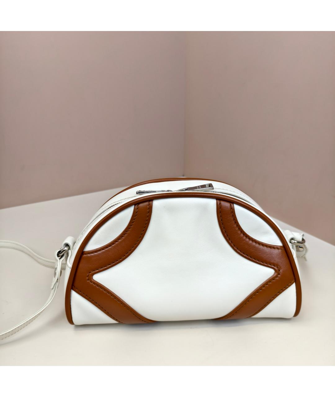 PRADA Белая кожаная сумка через плечо, фото 5