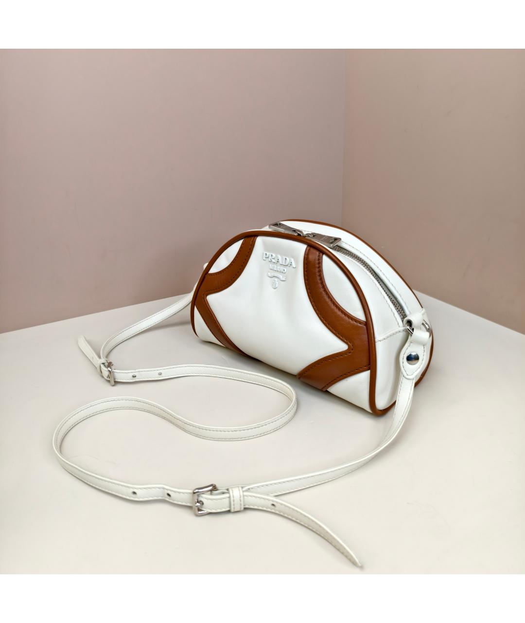 PRADA Белая кожаная сумка через плечо, фото 7