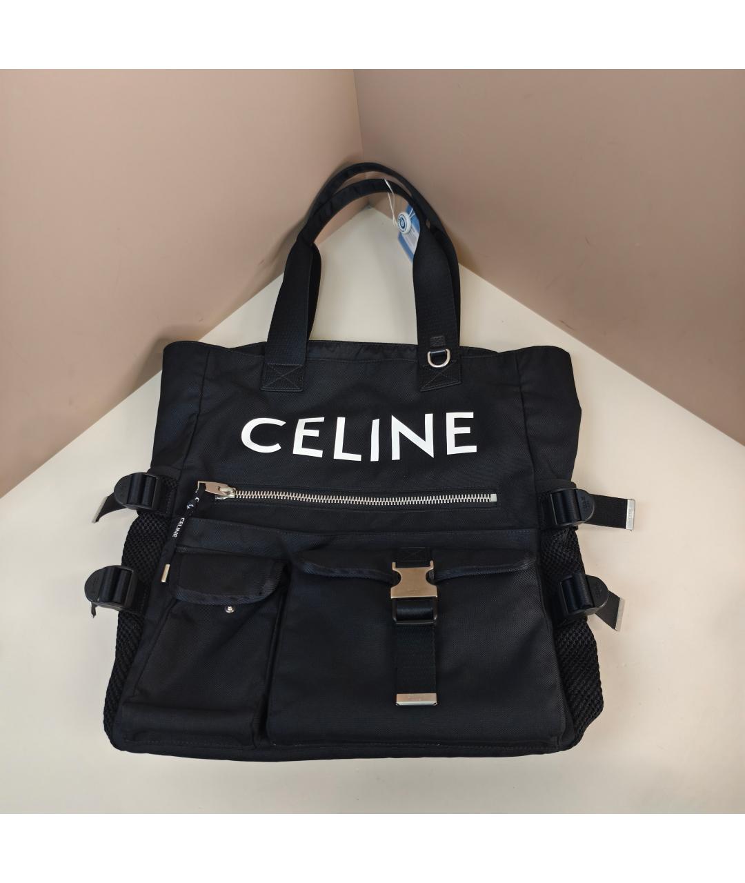 CELINE Черная тканевая сумка тоут, фото 5