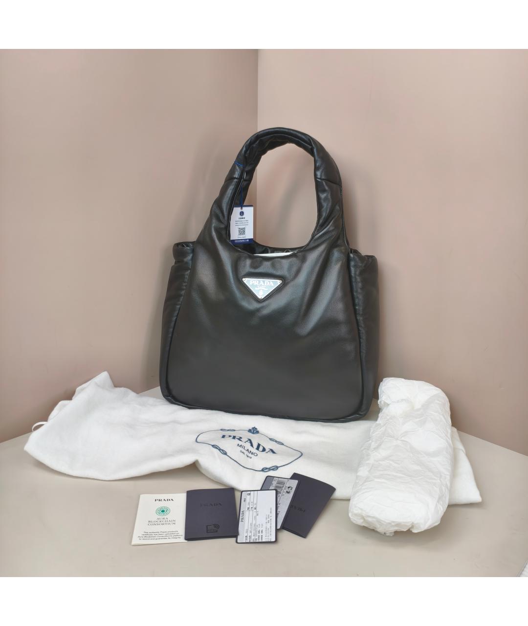 PRADA Черная кожаная сумка с короткими ручками, фото 10
