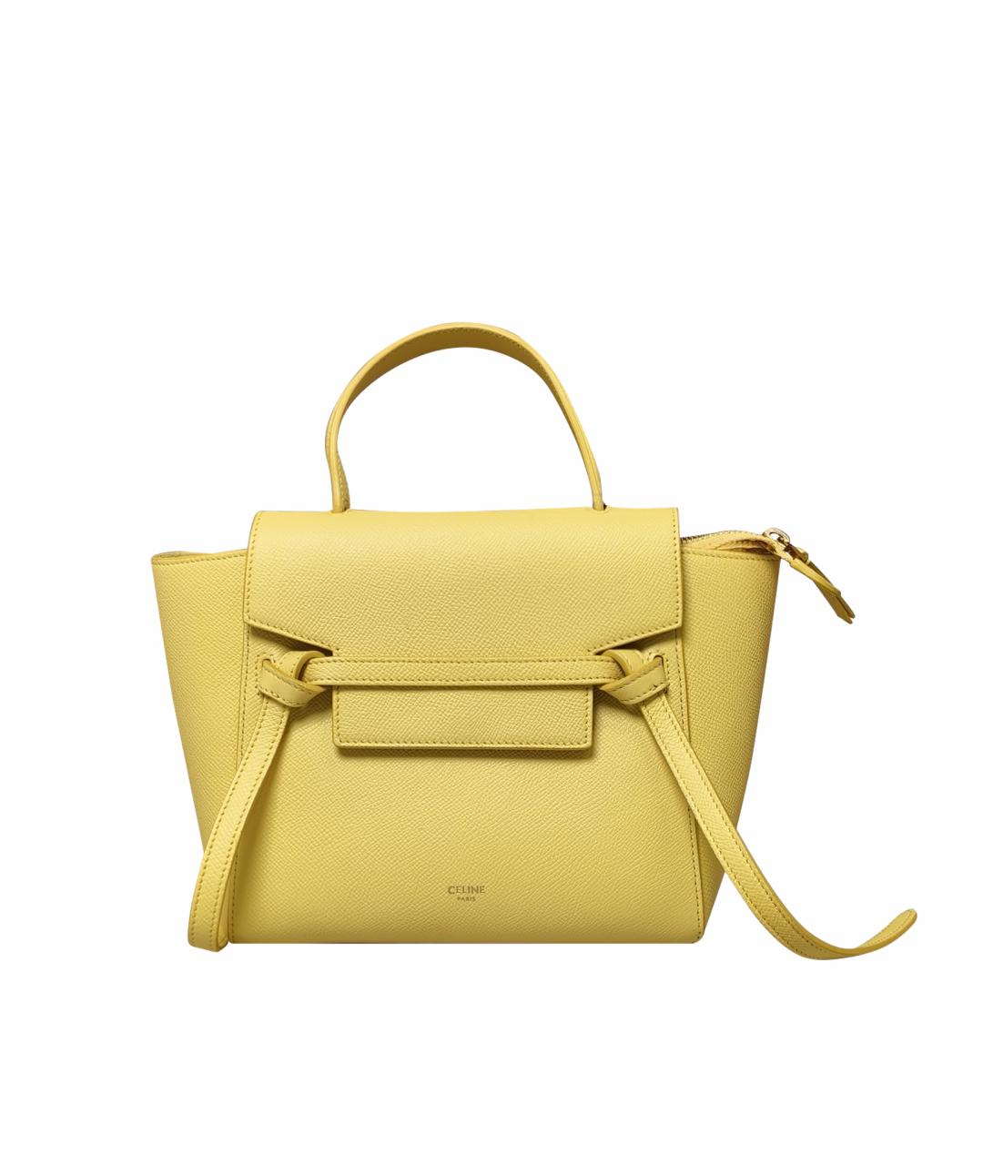 CELINE Желтая кожаная сумка с короткими ручками, фото 1