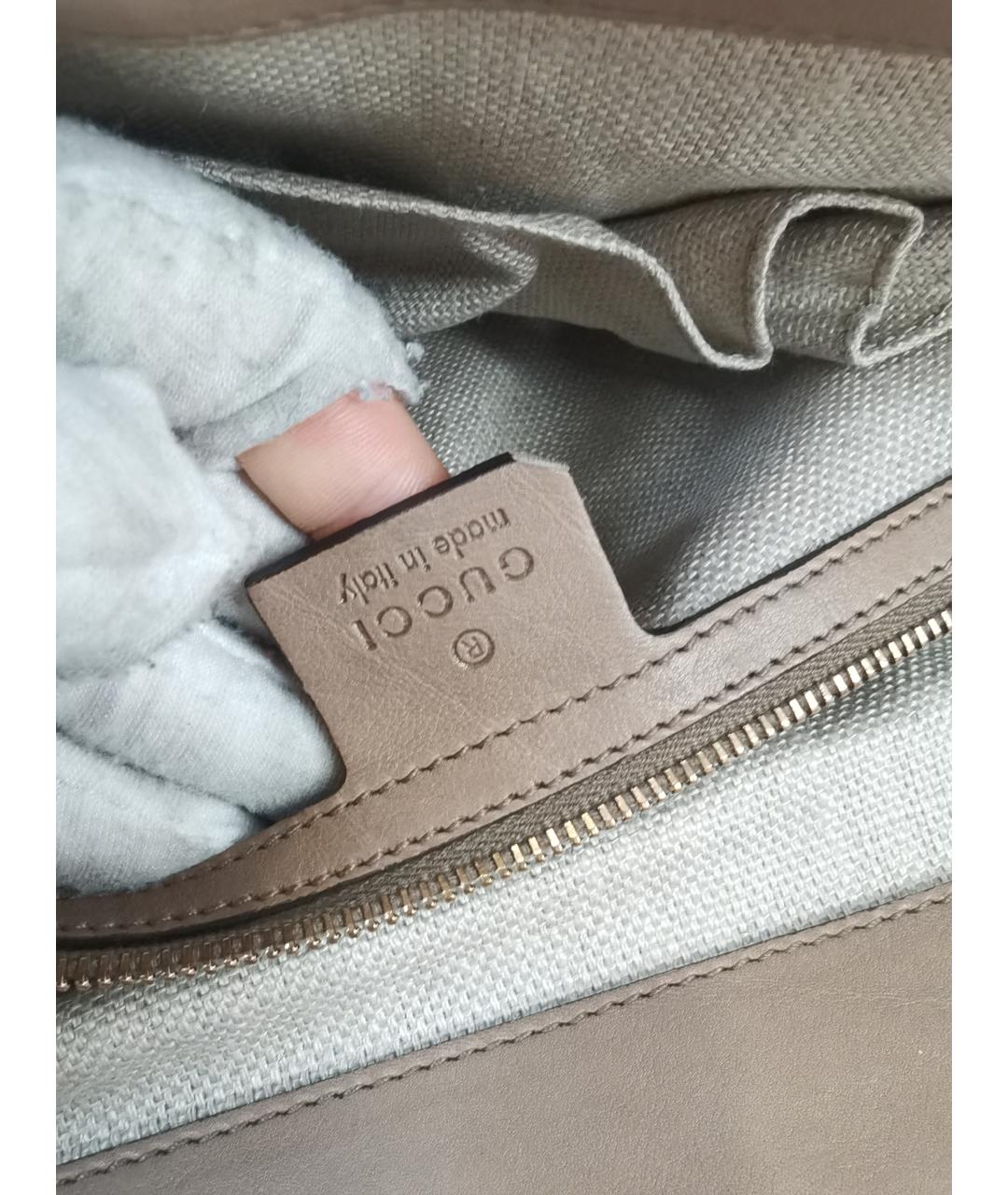 GUCCI Коричневая кожаная сумка с короткими ручками, фото 6