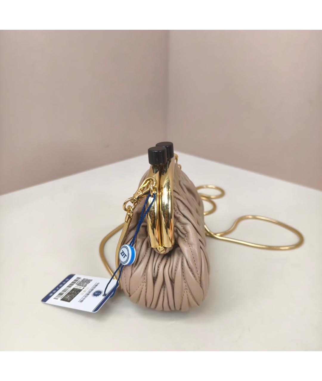 MIU MIU Бежевая кожаная сумка через плечо, фото 8